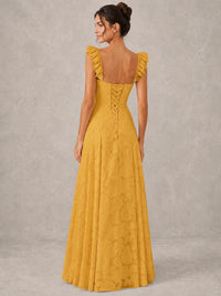 Jacquard Square Neck A-Line Maxi Dress