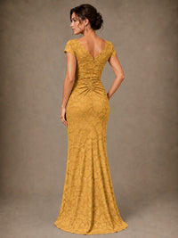 V-Neck Floral Jacquard Mother of the Bride Dress with Slit