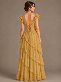 Ruffle Tiered V Neck Maxi Dress