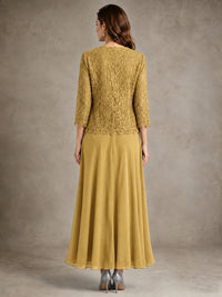2-Piece Chiffon Mother of the Bride Dress with Lace Jacket