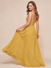 Strapless Pleated Chiffon A-Line Bridesmaid Dress