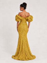 Sequin Off-Shoulder Ruffle Mermaid Prom Dress