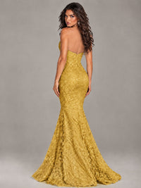 Strapless Corset Mermaid Prom Dress Lace Appliqué Formal Gown