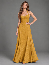 A-Line Halter Floral Chiffon Maxi Dress