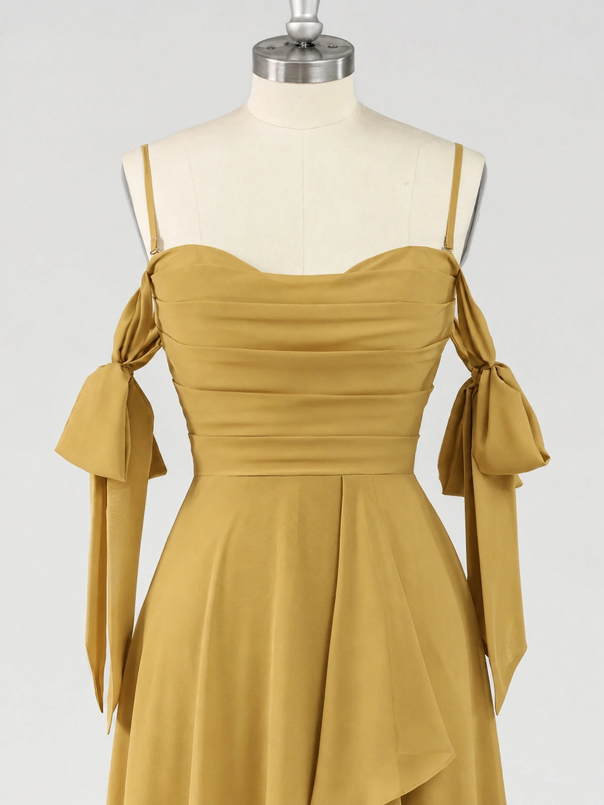 A-Line Ruffles Chiffon Bridesmaid Dress with Slit