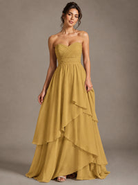 Strapless Ruffle A-Line Maxi Dress