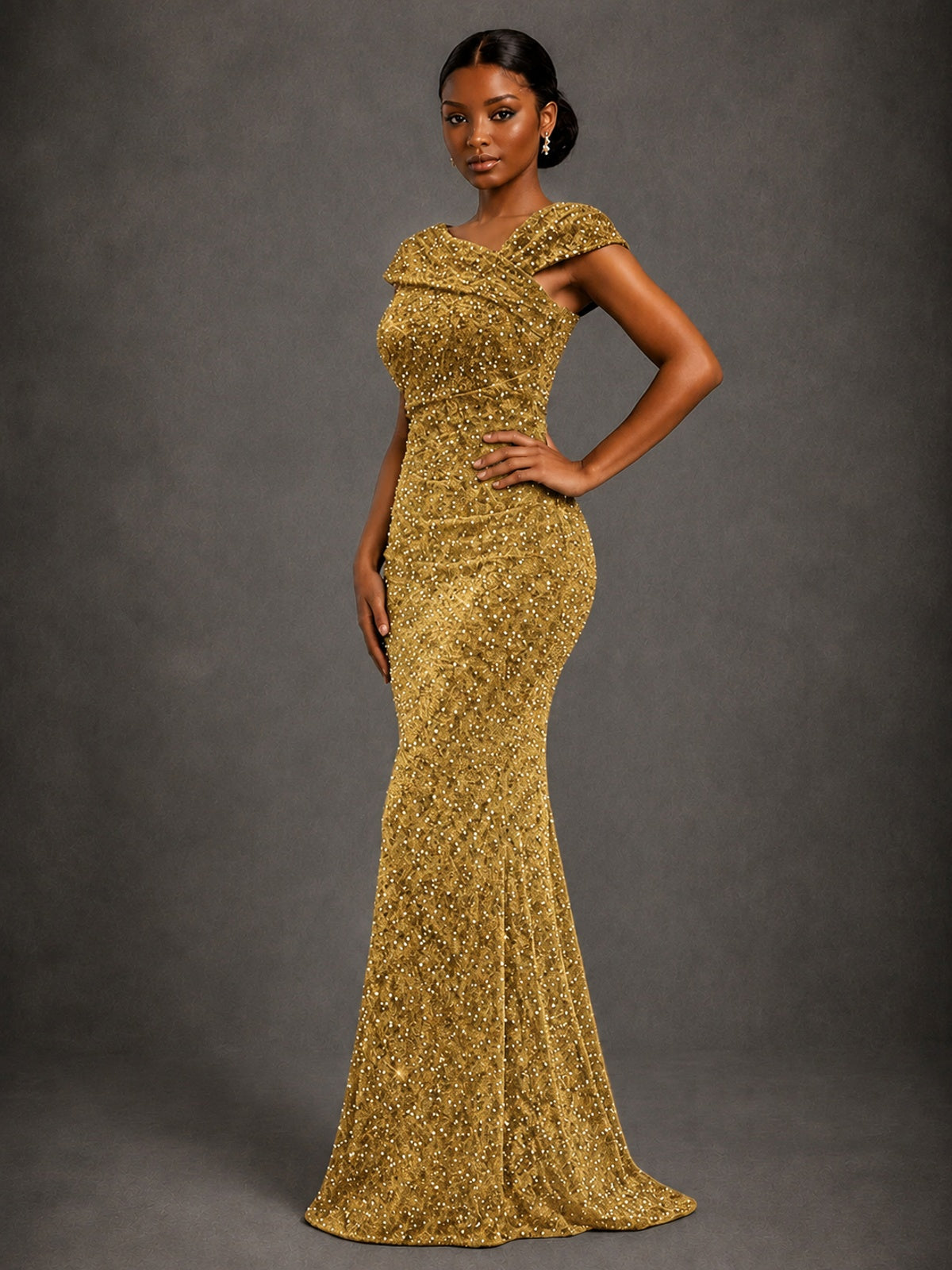 Sequin Off Shoulder Mermaid Prom Dress