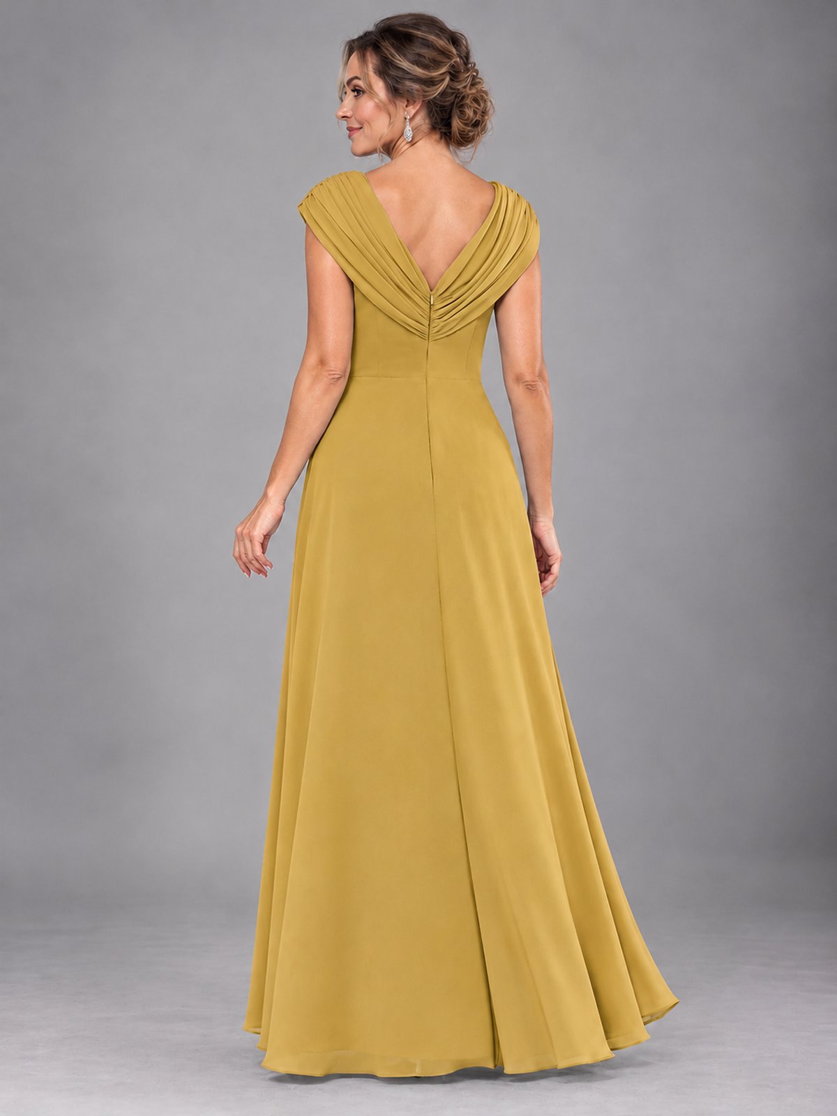 Cap Sleeve Chiffon A-Line Mother of the Bride Dress
