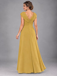 Cap Sleeve Chiffon A-Line Mother of the Bride Dress
