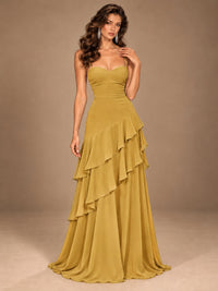 Sweetheart A-Line Ruffle Prom Dress with Spaghetti Straps
