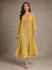Sequin Chiffon Mother of the Bride Dress with Jacket