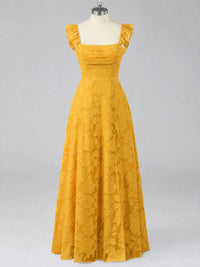 Jacquard Square Neck A-Line Maxi Dress