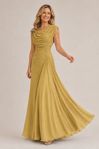 Cowl Neck Ruched Chiffon Mother of the Bride Dress