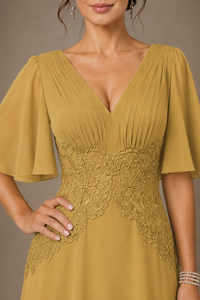 A-Line Chiffon Mother of the Bride Dress with Applique