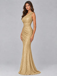 Sequin Mermaid One Shoulder Prom Dress Long formal Gown