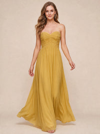 Strapless Pleated Chiffon A-Line Bridesmaid Dress