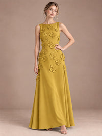 3D Floral Applique Sleeveless Formal Maxi Dress