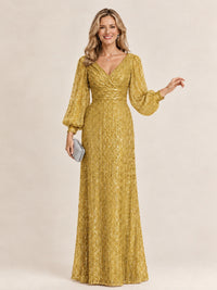 Sparkle Sequin Mother of The Bride Dresses with Long Sleeves