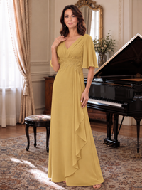 V-Neck Chiffon Lace Mother of the Bride Dresses