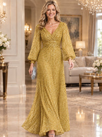 Sparkle Sequin Mother of The Bride Dresses with Long Sleeves