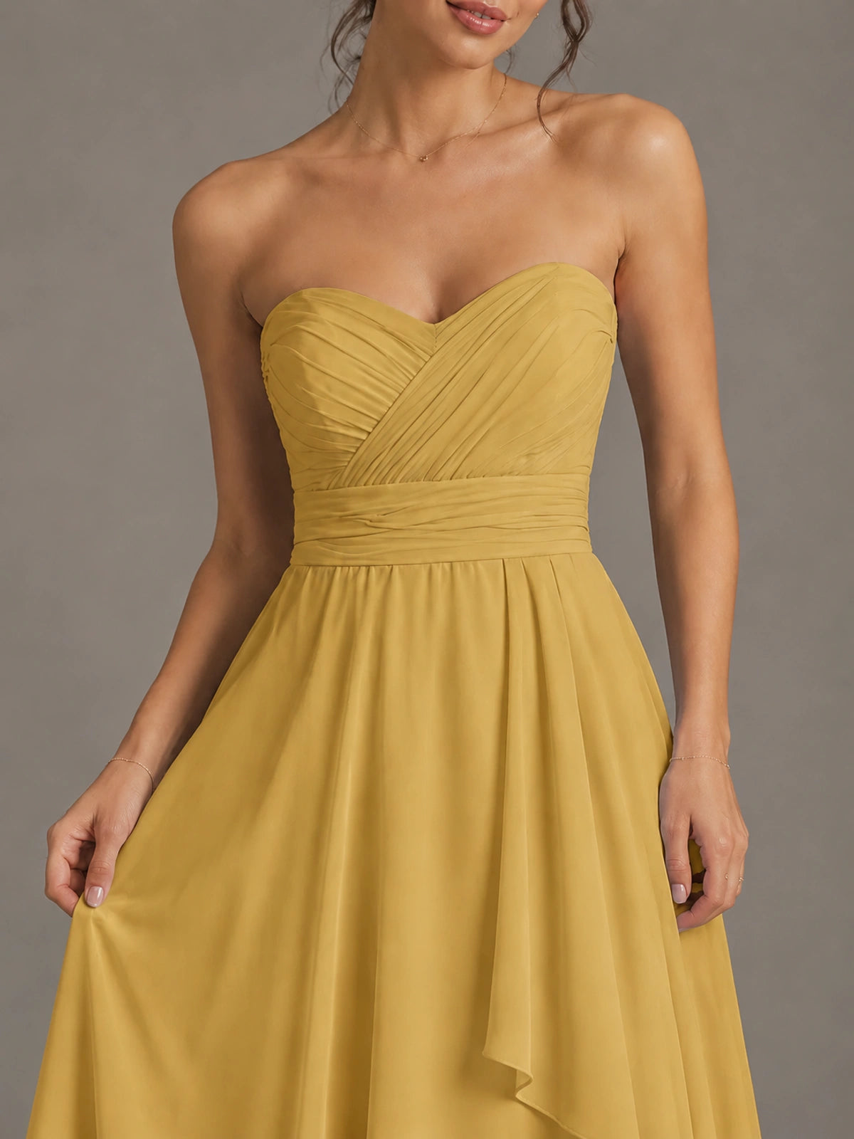Strapless Ruffle A-Line Maxi Dress