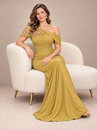 One Shoulder Chiffon Mother of The Bride Dress