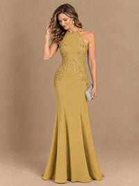 Halter Neckline Lace Appliques Mother of The Bride Dresses