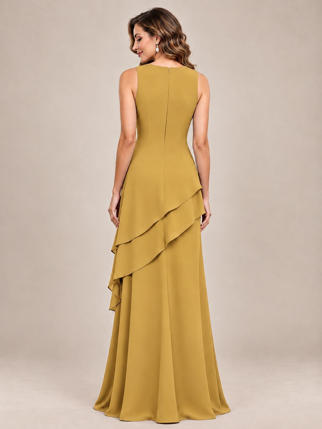 Dusty Blue Two-Piece Chiffon Mother of the Bride Dress with Jacket