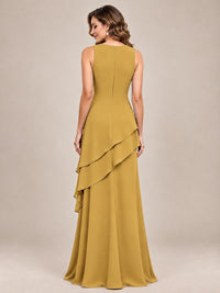 Dusty Blue Two-Piece Chiffon Mother of the Bride Dress with Jacket