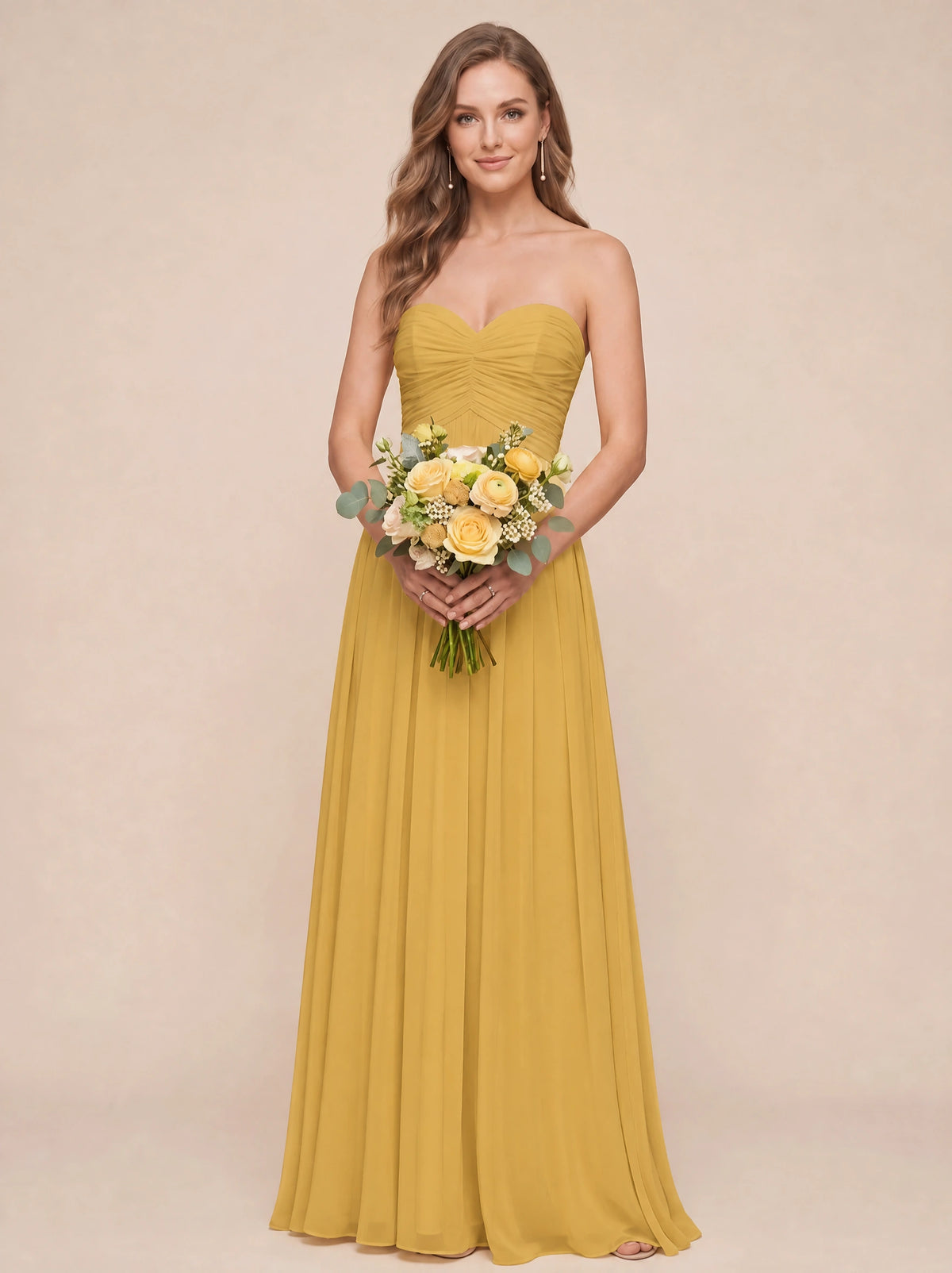 Strapless Pleated Chiffon A-Line Bridesmaid Dress