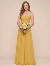 Strapless Pleated Chiffon A-Line Bridesmaid Dress