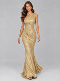 Sequin Mermaid One Shoulder Prom Dress Long formal Gown