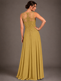 A-line 2 Pieces Chiffon Appliques Mother of The Bride Dresses with Jackets