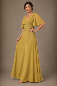 A-Line Chiffon Mother of the Bride Dress with Applique