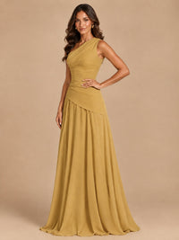 One Shoulder Prom Dress A-line Ruched Women Wedding Formal Gowns
