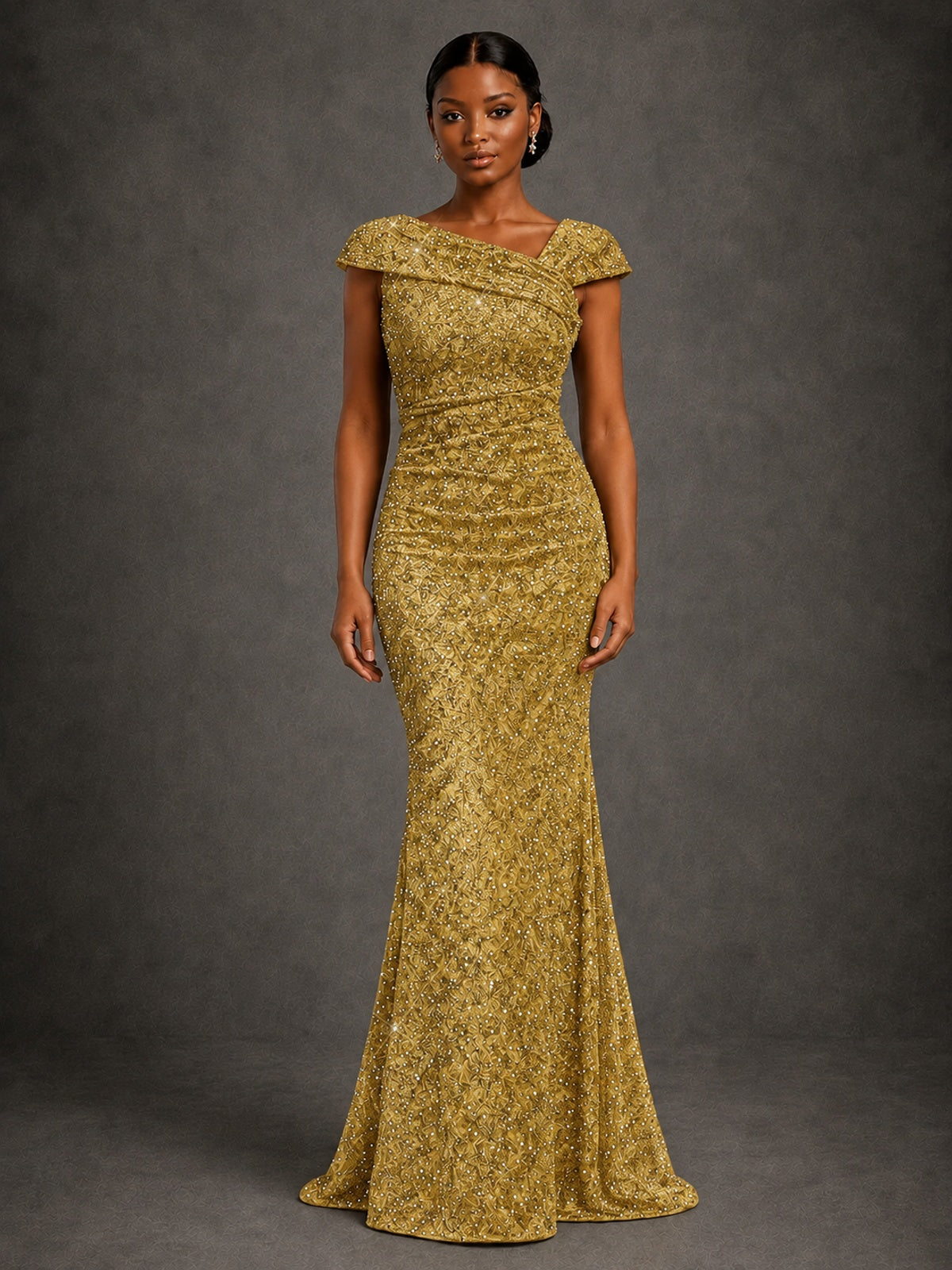 Sequin Off Shoulder Mermaid Prom Dress