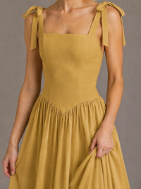 Square Neck A-Line Maxi Dress
