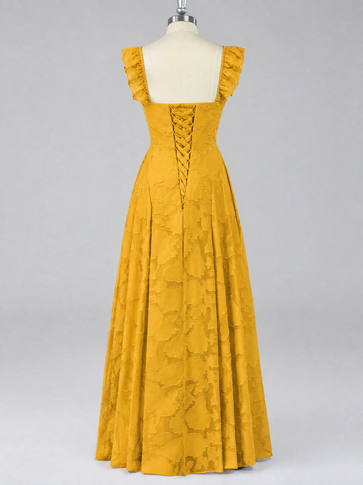 Jacquard Square Neck A-Line Maxi Dress