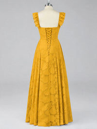 Jacquard Square Neck A-Line Maxi Dress