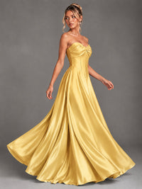 Sweetheart Neck Strapless Satin A-Line Prom Dress