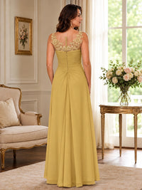 Elegant Chiffon Mother of the Bride Dress with Lace Applique and Cape Sleeves