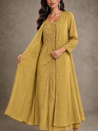 Sequin Chiffon Mother of the Bride Dress with Jacket