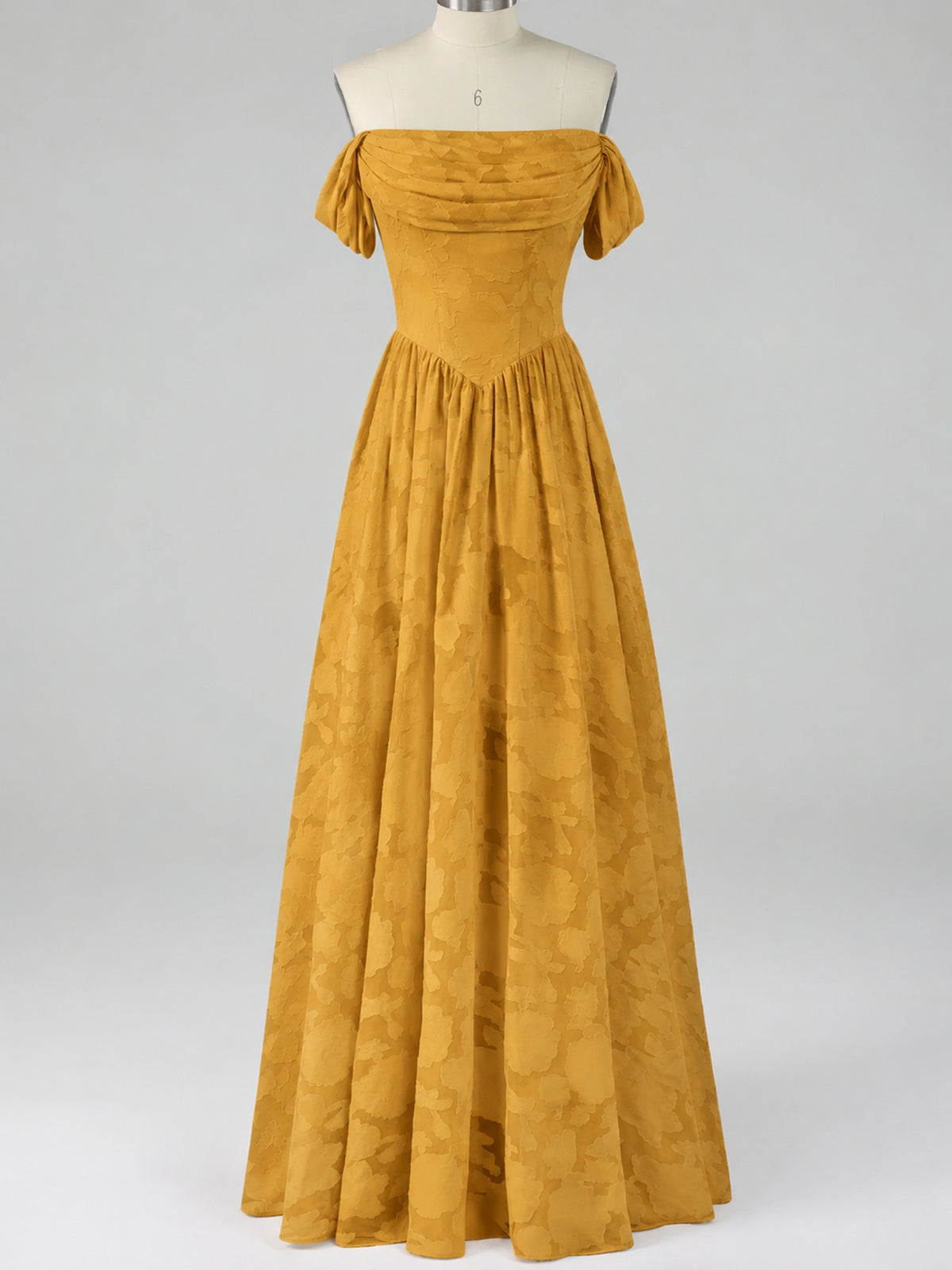 Off Shoulder Jacquard A-Line Maxi Dress