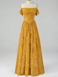 Off Shoulder Jacquard A-Line Maxi Dress