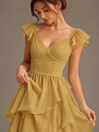 Ruffle Tiered V Neck Maxi Dress