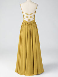 Spaghetti Strap Ruched Chiffon Maxi Dress with Backless