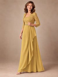 Blush Pink A-Line Mother of the Bride Dress with Lace Jacket and Ruffles