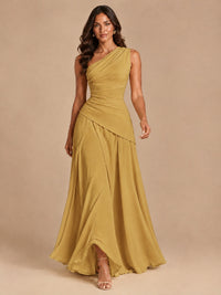 One Shoulder Prom Dress A-line Ruched Women Wedding Formal Gowns