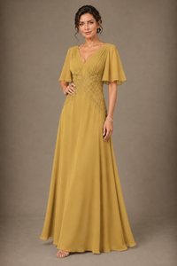 A-Line Chiffon Mother of the Bride Dress with Applique