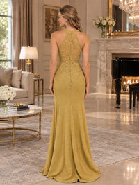Halter Neckline Lace Appliques Mother of The Bride Dresses